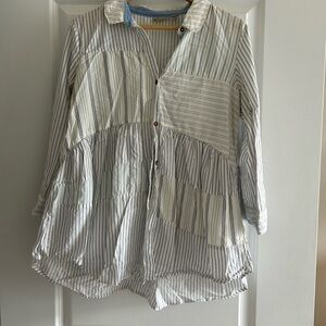 Holding Horses Blue and White Striped button up